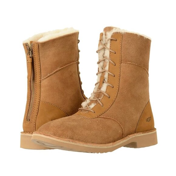 New UGG Wool Lined Daney Quincy Boots Shearling Suede Leather Winter Booties - 7 - Picture 1 of 15